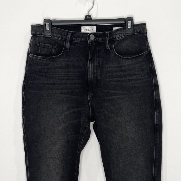 Frame Le Sylvie Slender Straight in Wilkinson Rips Wash Washed Black Jeans Sz 28 - Picture 5 of 12
